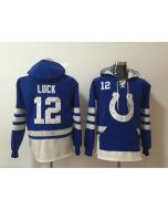 Men's Indianapolis Colts #12 Andrew Luck Blue All Stitched NFL Hoodie Sweatshirt