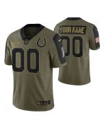 Men's Indianapolis Colts Customized Olive Salute To Service Limited Stitched Jersey