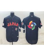 Men's Japan Baseball 2023 Black World Baseball Big Logo With Patch Classic Stitched Jersey
