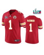 Men's Kansas City Chiefs #1 Jerick McKinnon Red Super Bowl LVII Patch Vapor Untouchable Limited Stitched Jersey