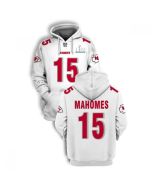 Men's Kansas City Chiefs #15 Patrick Mahomes White 2021 Super Bowl LIV Pullover Hoodie