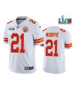 Men's Kansas City Chiefs #21 Trent McDuffie White Super Bowl LVII Patch Vapor Untouchable Limited Stitched Jersey