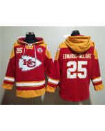 Men's Kansas City Chiefs #25 Clyde Edwards-Helaire Red Lace-Up Pullover Hoodie