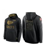 Men's Kansas City Chiefs #87 Travis Kelce 2020 Black Salute to Service Sideline Performance Pullover Hoodie
