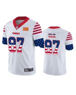 Men's Kansas City Chiefs #87 Travis Kelce White 2019 USA Flag Fashion Limited Stitched NFL Jersey