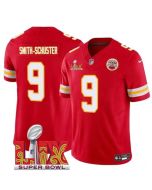 Men's Kansas City Chiefs #9 JuJu Smith-Schuster Red 2025 Super Bowl LIX Patch F.U.S.E. Vapor Limited Stitched Football Jersey (Red)