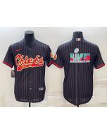 Men's Kansas City Chiefs Black With Super Bowl LVII Big Logo Cool Base Stitched Baseball Jersey