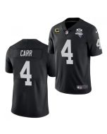 Men's Las Vegas Raiders #4 Derek Carr 2020 Black Inaugural Season With C Patch Vapor Limited Stitched Jersey