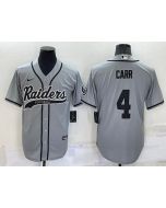 Men's Las Vegas Raiders #4 Derek Carr Grey Cool Base Stitched Baseball Jersey