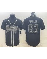Men's Las Vegas Raiders #83 Darren Waller Black Reflective With Patch Cool Base Stitched Baseball Jersey