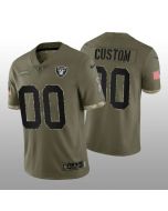 Men's Las Vegas Raiders ACTIVE PLAYER Custom Olive 2022 Salute To Service Limited Stitched Jersey