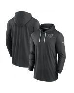 Men's Las Vegas Raiders Black Sideline Pop Performance Pullover Long Sleeve Hoodie T-Shirt