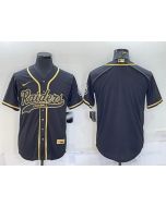 Men's Las Vegas Raiders Blank Black Gold With Patch Cool Base Stitched Baseball Jersey