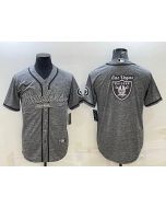 Men's Las Vegas Raiders Grey Team Big Logo With Patch Cool Base Stitched Baseball Jersey