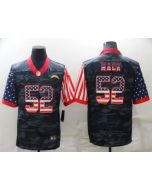 Men's Los Angeles Chargers #52 Khalil Mack Camo USA Flag Limited Stitched Jersey