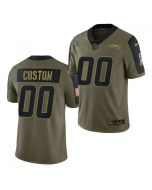 Men's Los Angeles Chargers ACTIVE PLAYER Custom 2021 Olive Salute To Service Limited Stitched Jersey