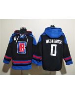 Men's Los Angeles Clippers #0 Russell Westbrook Black/Blue Lace-Up Pullover Hoodie