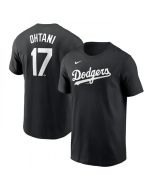 Men's Los Angeles Dodgers #17 Shohei Ohtani Black 2024 Fuse Name & Number T-Shirt (Black)