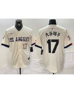 Men's Los Angeles Dodgers #17 Shohei Ohtani Cream Stitched Baseball Jersey (Style 3)