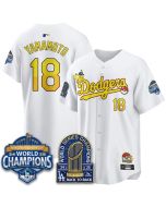 Men's Los Angeles Dodgers #18 Yoshinobu Yamamoto White LAD x PKM 2026 Baseball Jersey (White)