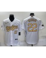 Men's Los Angeles Dodgers #22 Clayton Kershaw 2022 All-Star White Cool Base Stitched Baseball Jersey