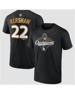 Men's Los Angeles Dodgers #22 Clayton Kershaw Black 2025 World Series Champions Name & Number T-Shirt (Black)