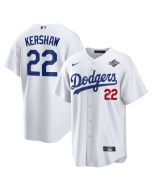 Men's Los Angeles Dodgers #22 Clayton Kershaw White 2025 World Series Home Limited Jersey (White)