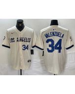 Men's Los Angeles Dodgers #34 Toro Valenzuela Cream Stitched Baseball Jersey (Style 3)