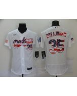 Men's Los Angeles Dodgers #35 Cody Bellinger White 2020 Stars & Stripes Flex Base Stitched Jersey