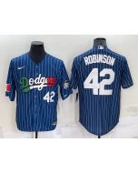Men's Los Angeles Dodgers #42 Jackie Robinson Navy Mexico World Series Cool Base Stitched Baseball Jersey