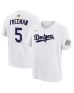 Men's Los Angeles Dodgers #5 Freddie Freeman White 2026 Gold Collection Name & Number T-Shirt (White Gold)
