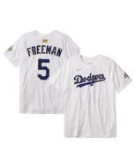 Men's Los Angeles Dodgers #5 Freddie Freeman White 2026 Gold Collection Name & Number T-Shirt
