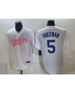 Men's Los Angeles Dodgers #5 Freddie Freeman White Cool Base Stitched Baseball Jersey (Style 5)