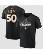Men's Los Angeles Dodgers #50 Mookie Betts Black 2025 World Series Champions Name & Number T-Shirt (Black)