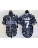 Men's Los Angeles Dodgers #7 Julio Urias Gray Camo Cool Base With Patch Stitched Baseball Jersey