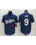 Men's Los Angeles Dodgers #9 Gavin Lux Navy Cool Base Stitched Jersey (Style 2)