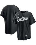 Men's Los Angeles Dodgers Black Lights Out Replica Jersey (Black)
