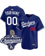 Men's Los Angeles Dodgers Custom Royal 2025 World Series Champions Home Limited Jersey (Royal)