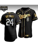Men's Los Angeles Dodgers Front #8 Back #24 Kobe Bryant 2020 World Series Champions Black Golden Stitched MLB Jersey