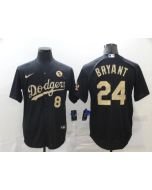 Men's Los Angeles Dodgers Front #8 Back #24 Kobe Bryant With KB Patch Black Cool Base Stitched Jersey