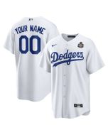 Men's Los Angeles Dodgers White 2024 World Series Home Custom Replica Jersey (White)