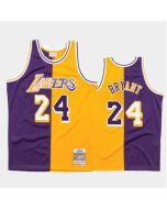 Men's Los Angeles Lakers #24 Kobe Bryant Purple/Gold Split Stitched Basketball Jersey (Purple Gold)