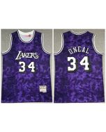 Men's Los Angeles Lakers #34 Shaquille O'Neal Purple Stitched Throwback Jersey