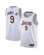 Men's Los Angeles Lakers #9 Bronny James Jr. White 2024 Draft Association Edition Stitched Basketball Jersey