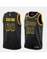 Men's Los Angeles Lakers Black Customized With Gigi Patch Stitched Jersey