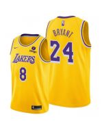 Men's Los Angeles Lakers Front #8 Back #24 Kobe Bryant "bibigo" Yellow Stitched Basketball Jersey