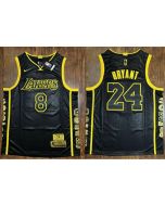 Men's Los Angeles Lakers Front #8 Back #24 Kobe Bryant Black Stitched Jersey