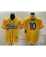 Men's Los Angeles Rams #10 Cooper Kupp Yellow Cool Base Stitched Baseball Jersey