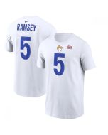 Men's Los Angeles Rams #5 Jalen Ramsey 2022 White Super Bowl LVI Champions T-Shirt
