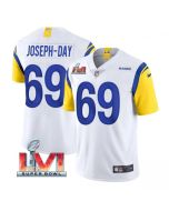 Men's Los Angeles Rams #69 Sebastian Joseph-Day 2022 White Super Bowl LVI Vapor Limited Stitched Jersey
